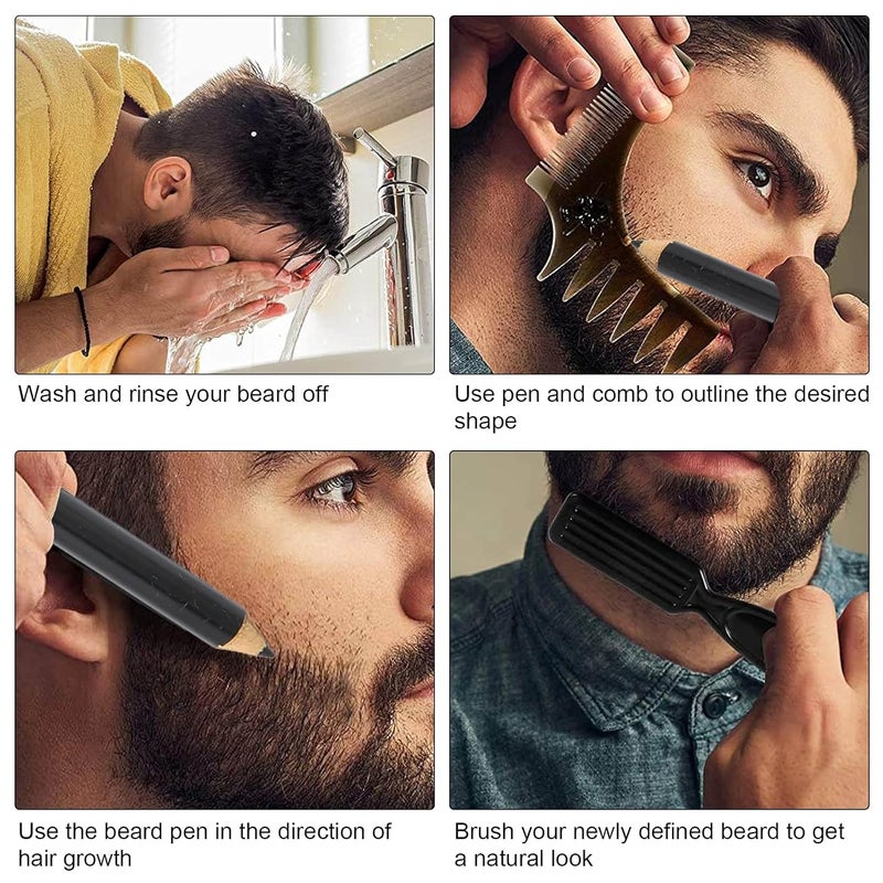woobles Beard Pencil, Professional Beard Pencil Filler, Household Beard Pencil Liner Shaping Styling Tool, Grooming Kit Tracing Tool(black) - Image 3